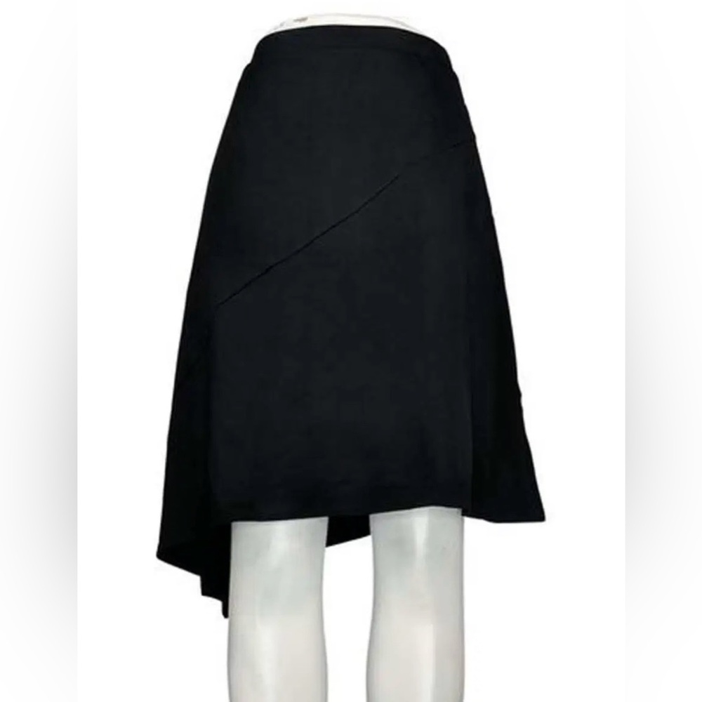 Chic Black Asymmetrical Ponte Skirt - Large